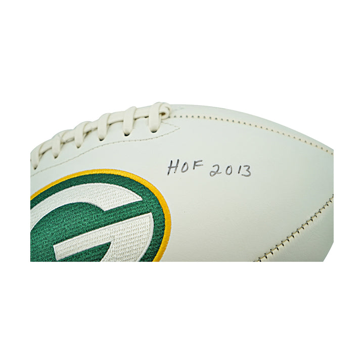 Dave Robinson Green Bay Packers Logo Autographed Inscribed White Panel Football JSA Holo