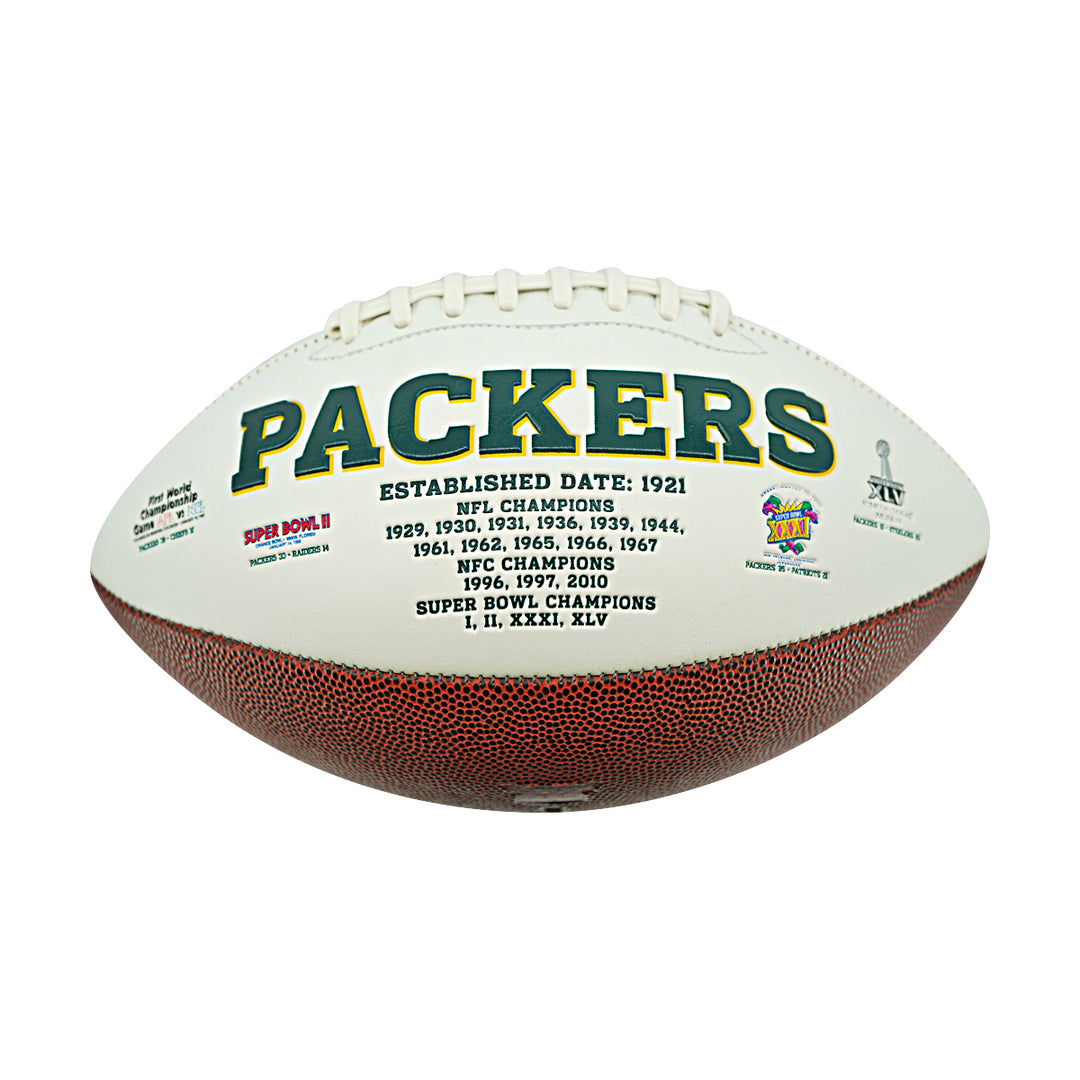 Dave Robinson Green Bay Packers Logo Autographed Inscribed White Panel Football JSA Holo