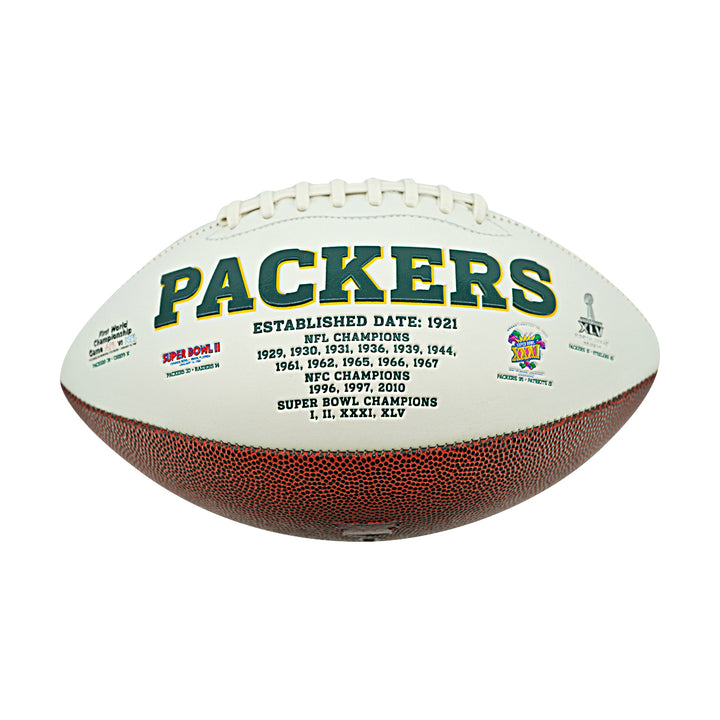 Dave Robinson Green Bay Packers Logo Autographed Inscribed White Panel Football JSA Holo
