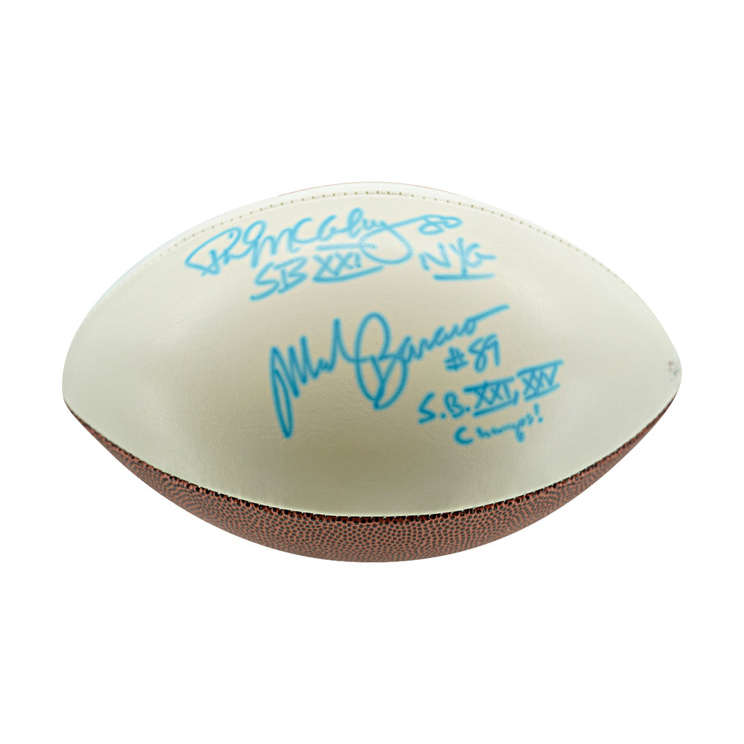 Mark Bavaro Phil McConkey New York Giants Dual Signed Inscribed White Panel Football JSA Holo
