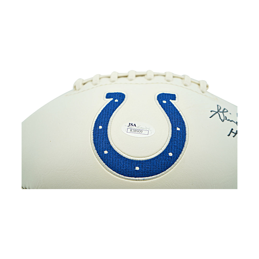 Gino Marchetti Baltimore Colts Autographed Inscribed White Panel Football JSA Holo