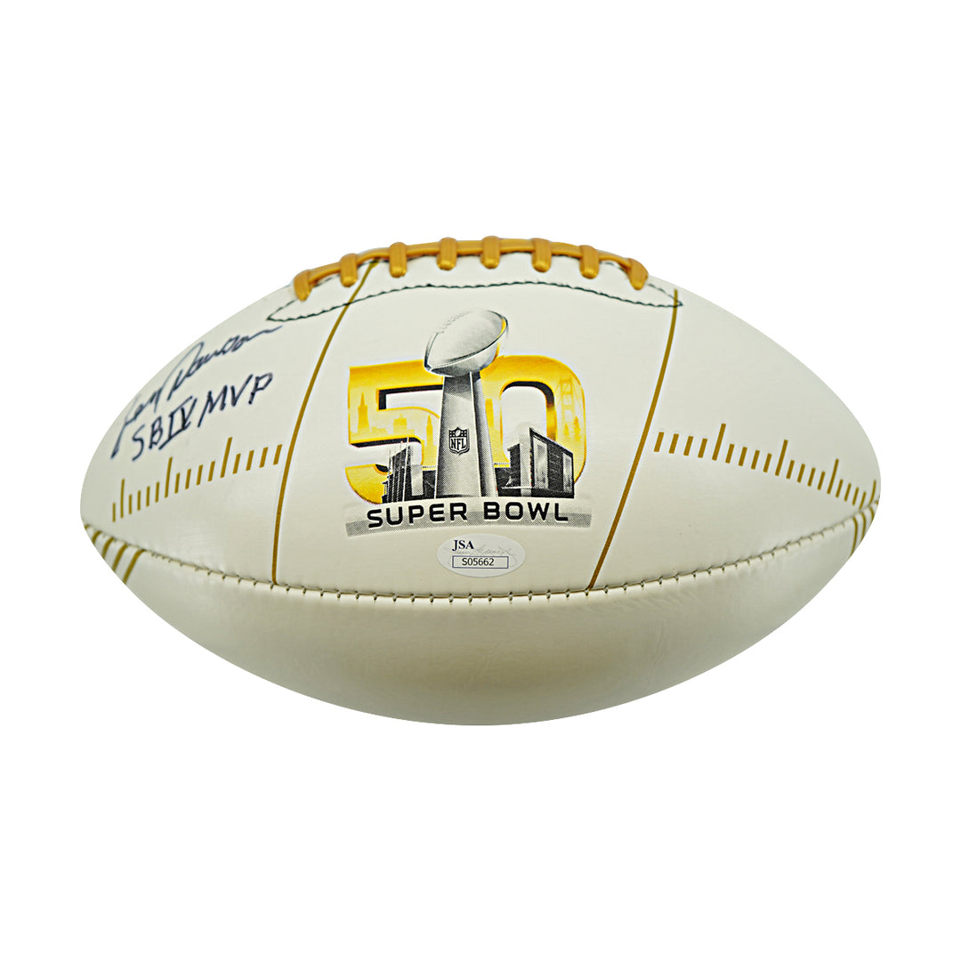 Len Dawson Kansas City Chiefs Autographed Inscribed SB 50 Logo Football JSA Holo
