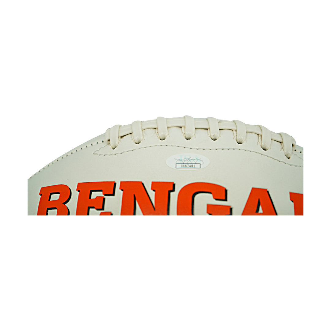 Anthony Munoz Cincinnati Bengals Autographed Inscribed White Panel Logo Football JSA Holo