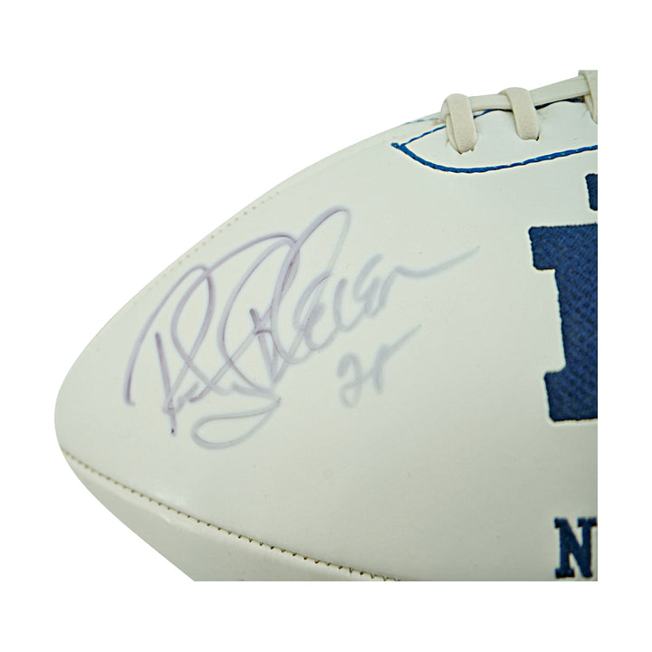 Rocky Bleier Notre Dame University Autographed Inscribed White Panel Football JSA Holo
