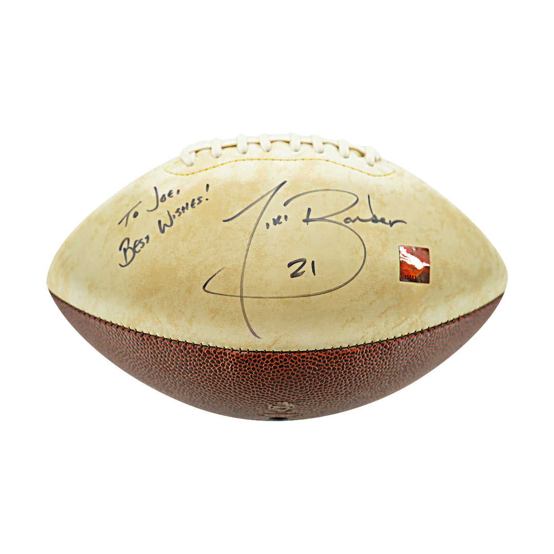 Tiki Barber New York Giants Autographed Inscribed White Panel Football BC COA Holo