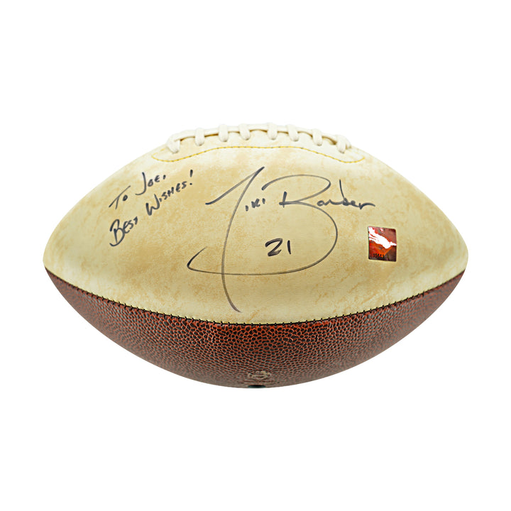 Tiki Barber New York Giants Autographed Inscribed White Panel Football BC COA Holo