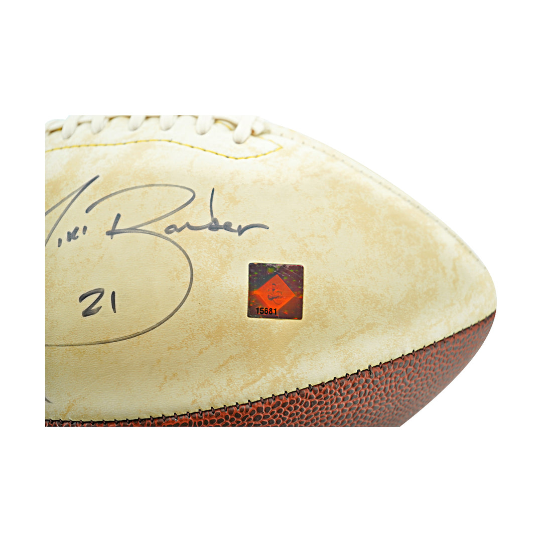 Tiki Barber New York Giants Autographed Inscribed White Panel Football BC COA Holo