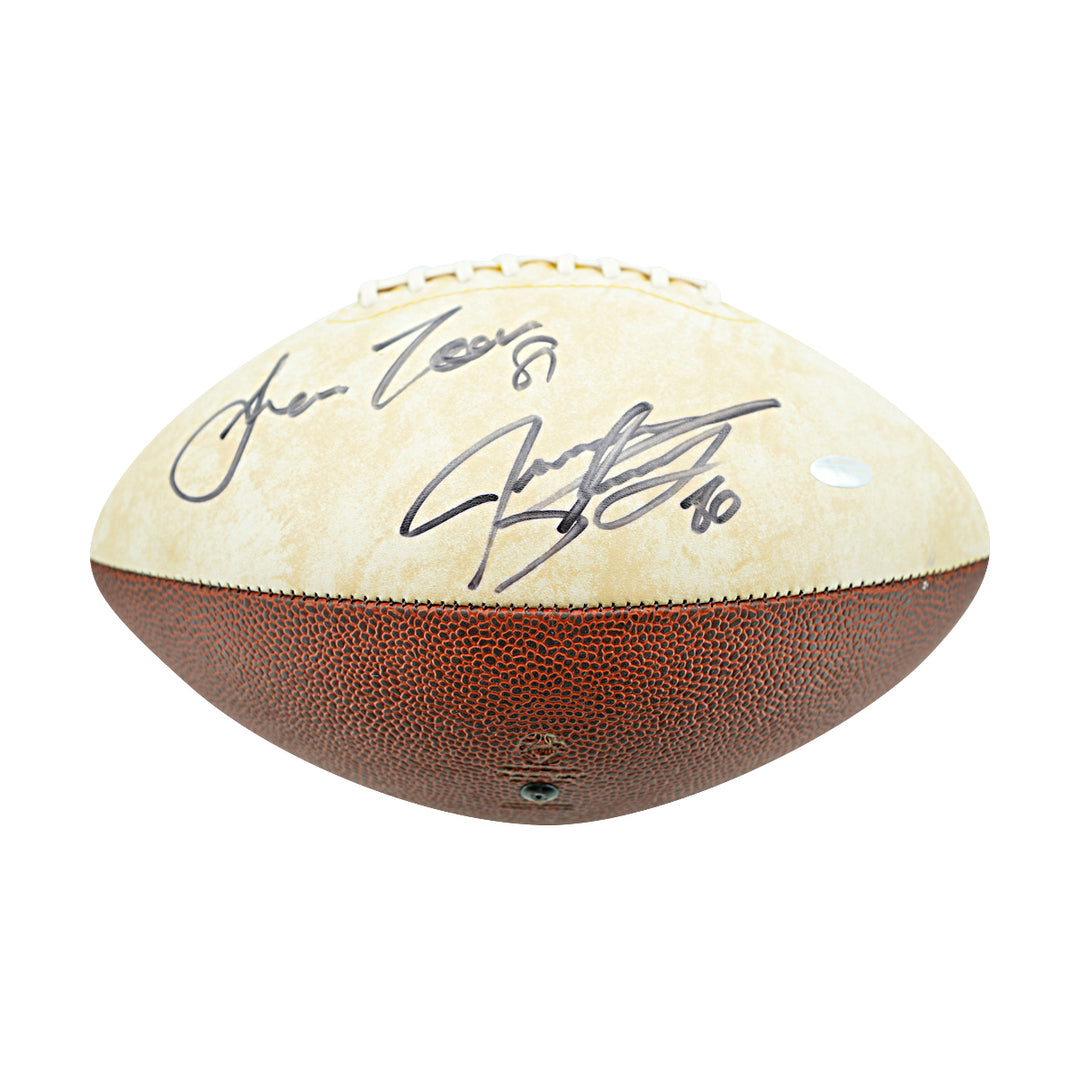 Jeremy Shockey Amani Toomer New York Giants Autographed White Panel Football Steiner Holo