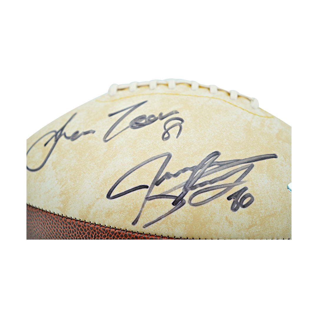 Jeremy Shockey Amani Toomer New York Giants Autographed White Panel Football Steiner Holo