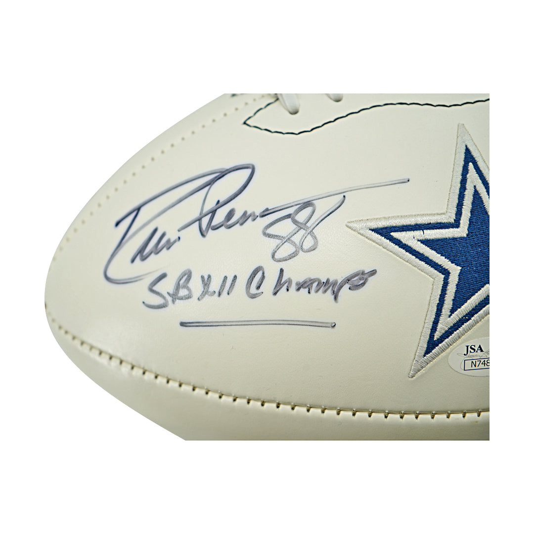 Drew Pearson Tony Hill Dallas Cowboys Dual Signed White Panel Football JSA Holo