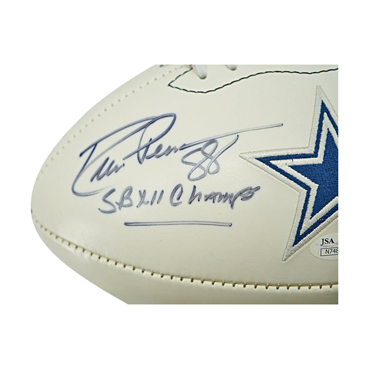 Drew Pearson Tony Hill Dallas Cowboys Dual Signed White Panel Football JSA Holo