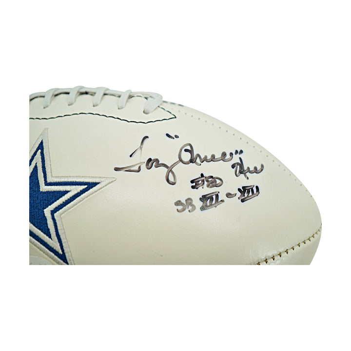 Drew Pearson Tony Hill Dallas Cowboys Dual Signed White Panel Football JSA Holo