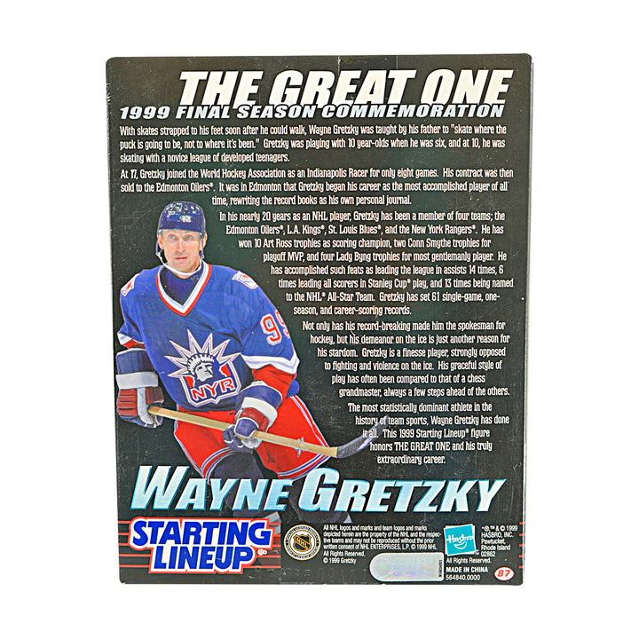 Wayne Gretzky New York Rangers 1999 Hasbro Starting Lineup figure