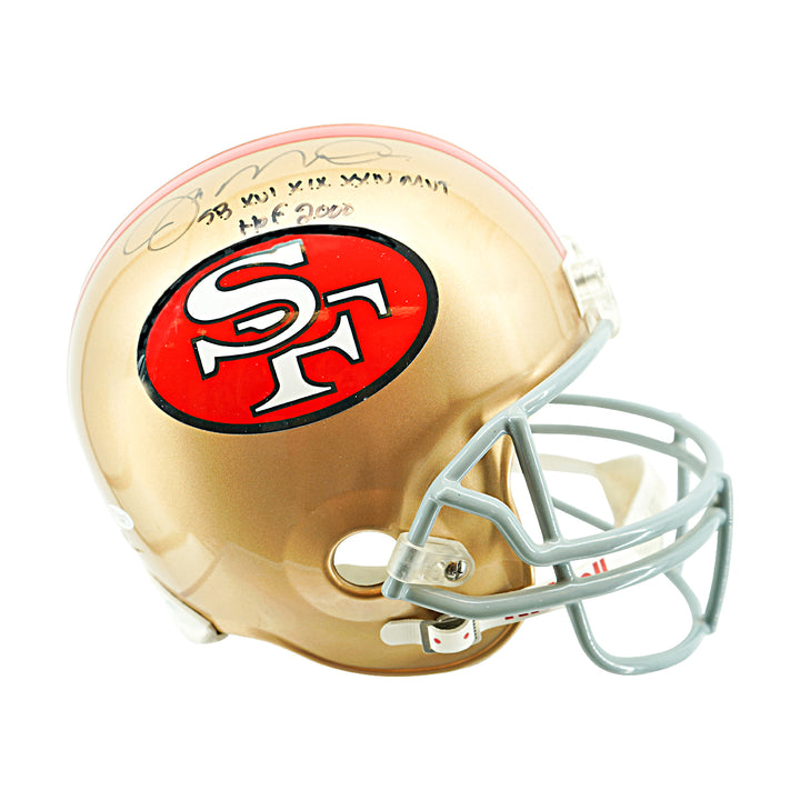 Joe Montana San Francisco 49ers Autographed Inscribed Ridell Replica Helmet JSA LOT