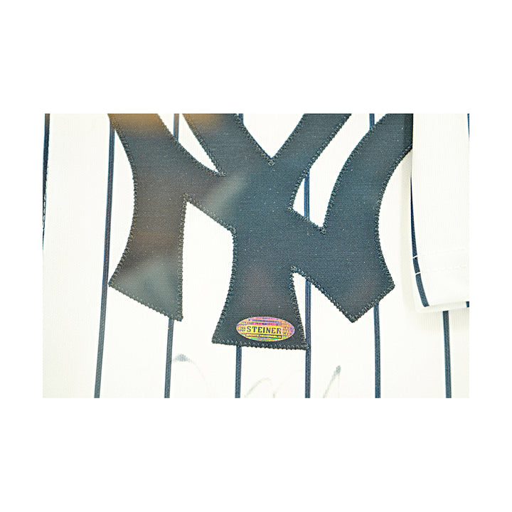 Derek Jeter New York Yankees Autographed Framed Stat Jersey LE 8/22 Steiner COA