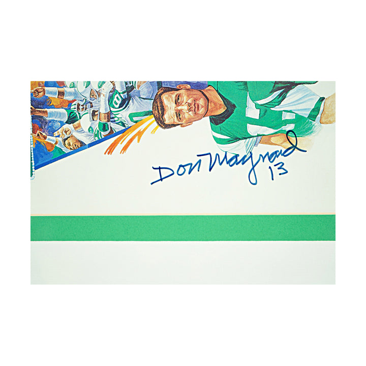 Maynard Boozer Snell New York Jets Autographed Inscribed Framed 11x14 Litho JSA COA