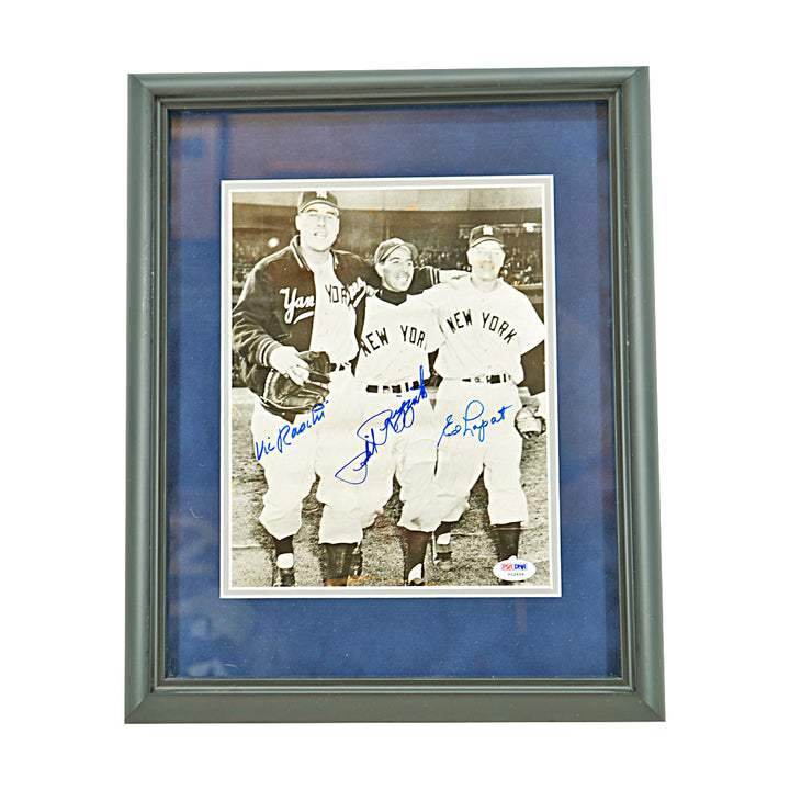 Raschi Rizzuto Lopat New York Yankees Autographed Framed 8x10 Photo PSA LOA