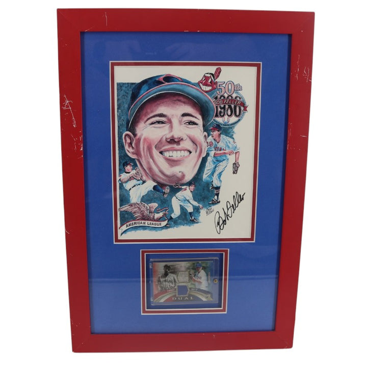 Bob Feller Cleveland Indians Framed Signed 8x10 Photo W/Patch Card 25/25 JSA COA