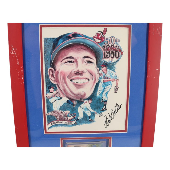 Bob Feller Cleveland Indians Framed Signed 8x10 Photo W/Patch Card 25/25 JSA COA
