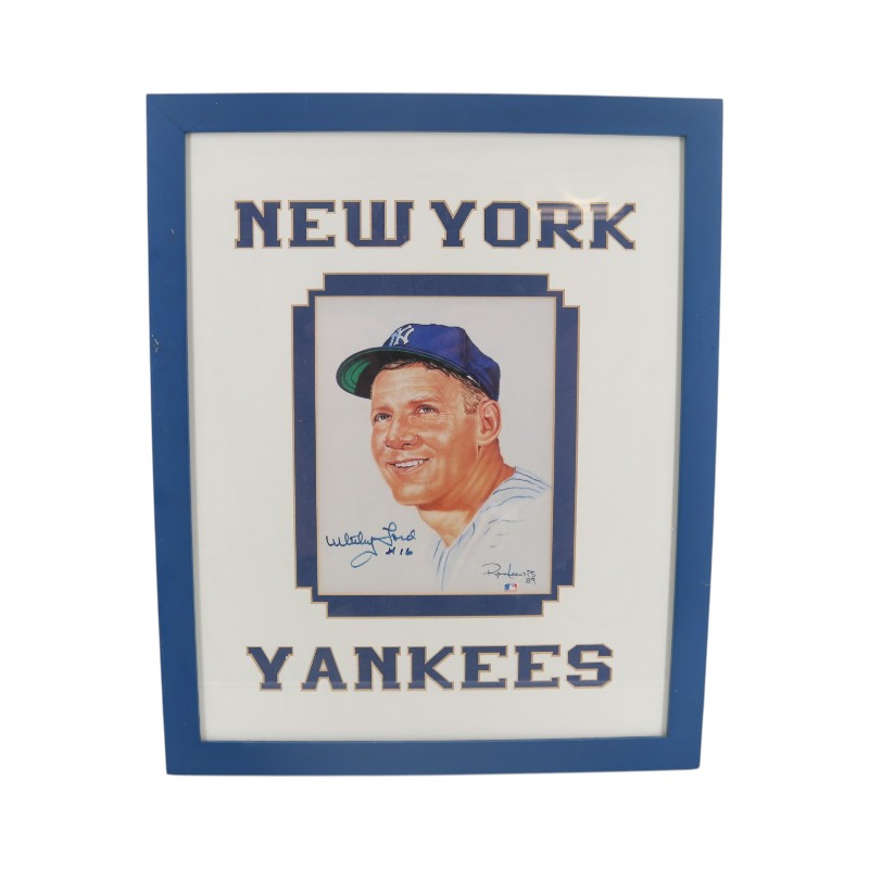 Whitey Ford New York Yankees Autographed 8x10 Framed Litho JSA COA