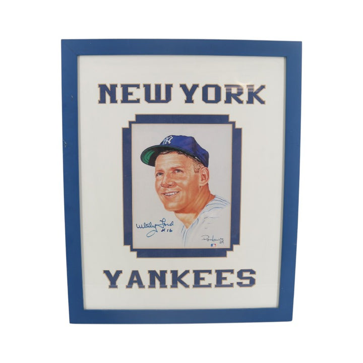 Whitey Ford New York Yankees Autographed 8x10 Framed Litho JSA COA