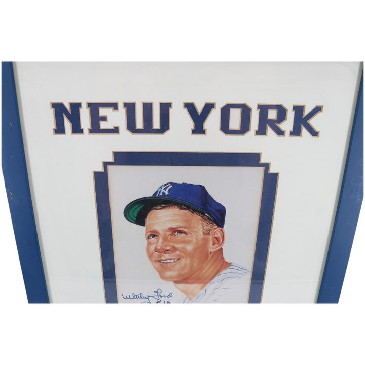 Whitey Ford New York Yankees Autographed 8x10 Framed Litho JSA COA
