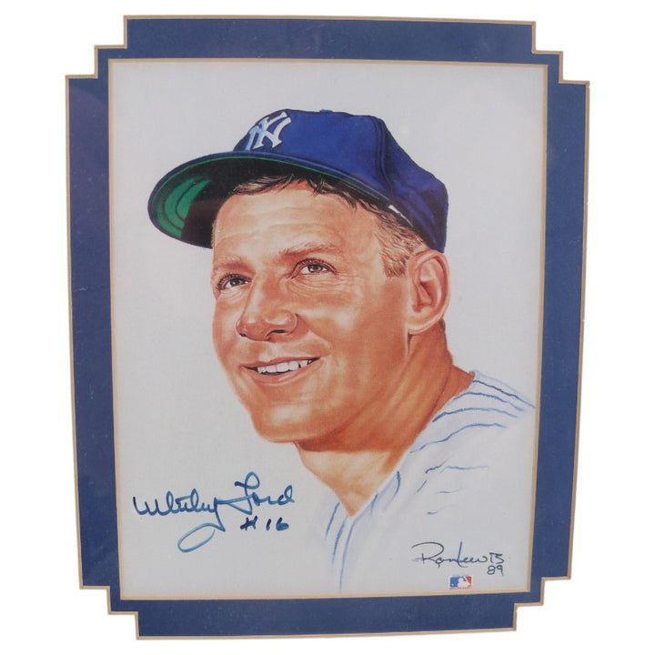 Whitey Ford New York Yankees Autographed 8x10 Framed Litho JSA COA