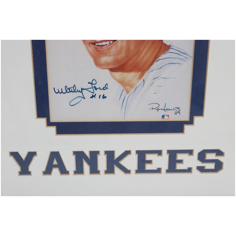 Whitey Ford New York Yankees Autographed 8x10 Framed Litho JSA COA