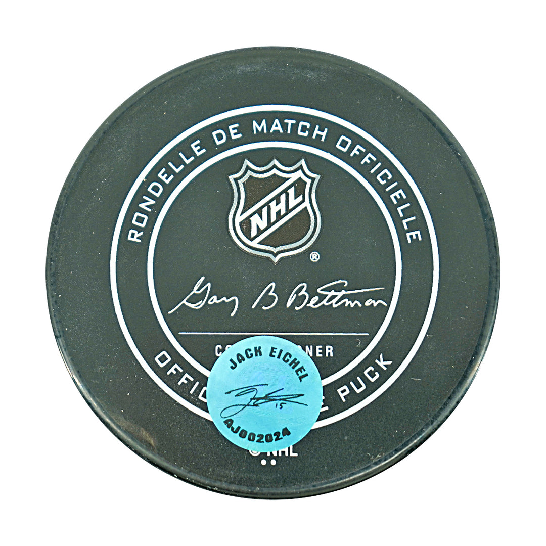 Jack Eichel Buffalo Sabers Autographed Hockey Puck AJ COA