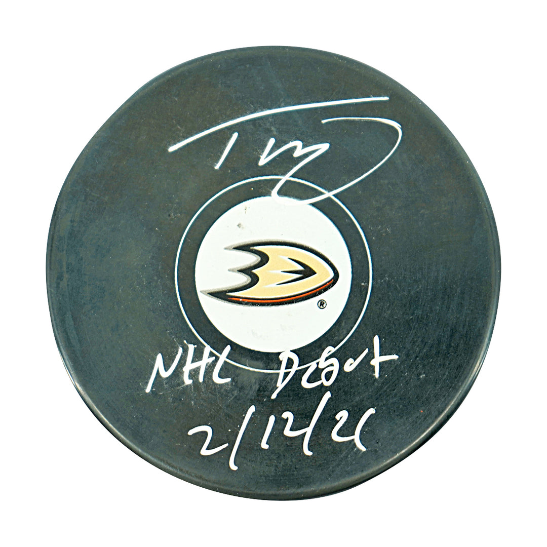 Trevor Zegras Anaheim Ducks Autographed Puck Fanatics Holo