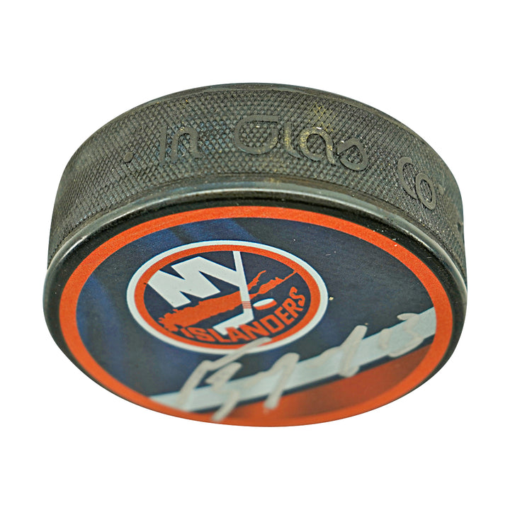 Mathew Barzal New York Islanders Autographed Puck Fanatics Holo