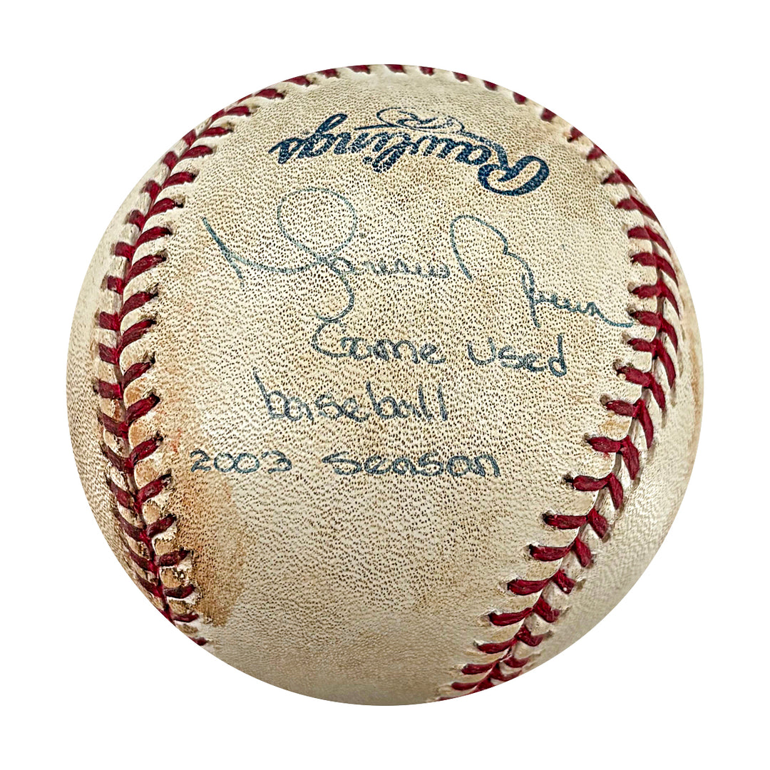 Mariano Rivera Yankees Autographed Inscribed Game Used OMLB Baseball JSA LOA