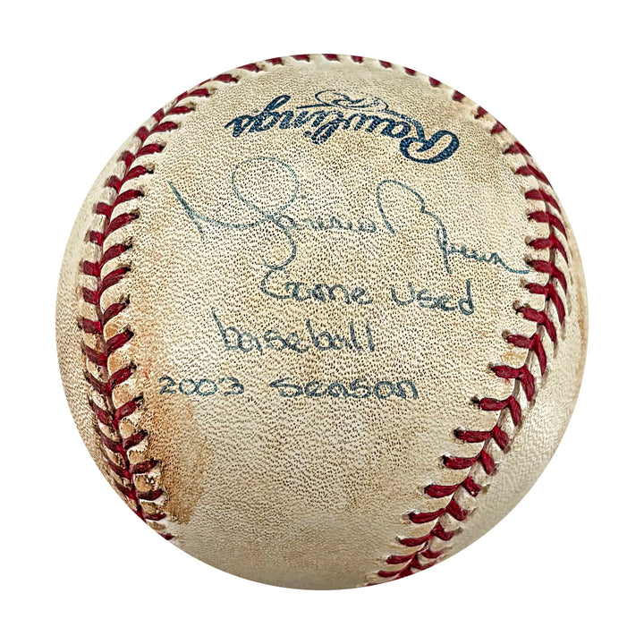 Mariano Rivera Yankees Autographed Inscribed Game Used OMLB Baseball JSA LOA