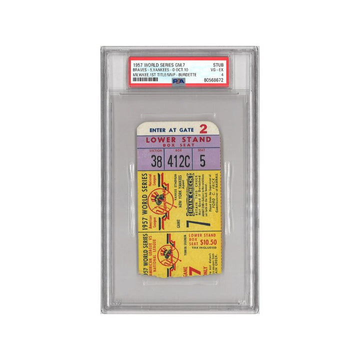 1957 World Series Game 7 Stub PSA 4 - Hank Aaron Only World Series