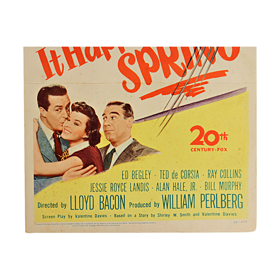 It Happens Every Spring Ray Millard and Jean Peters 1949 Movie Poster 27x41