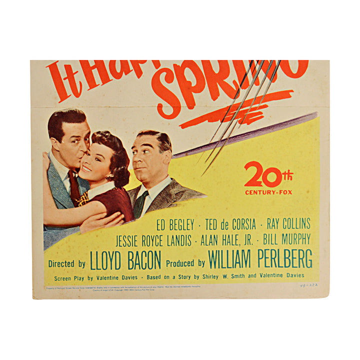 It Happens Every Spring Ray Millard and Jean Peters 1949 Movie Poster 27x41