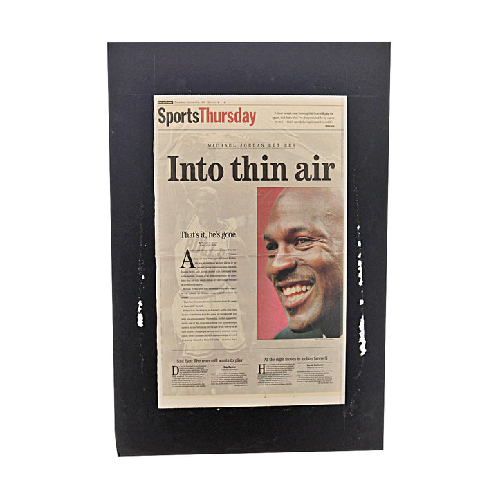 Into Thin Air Michael Jordan Retirement Newspaper Page 13.5x22