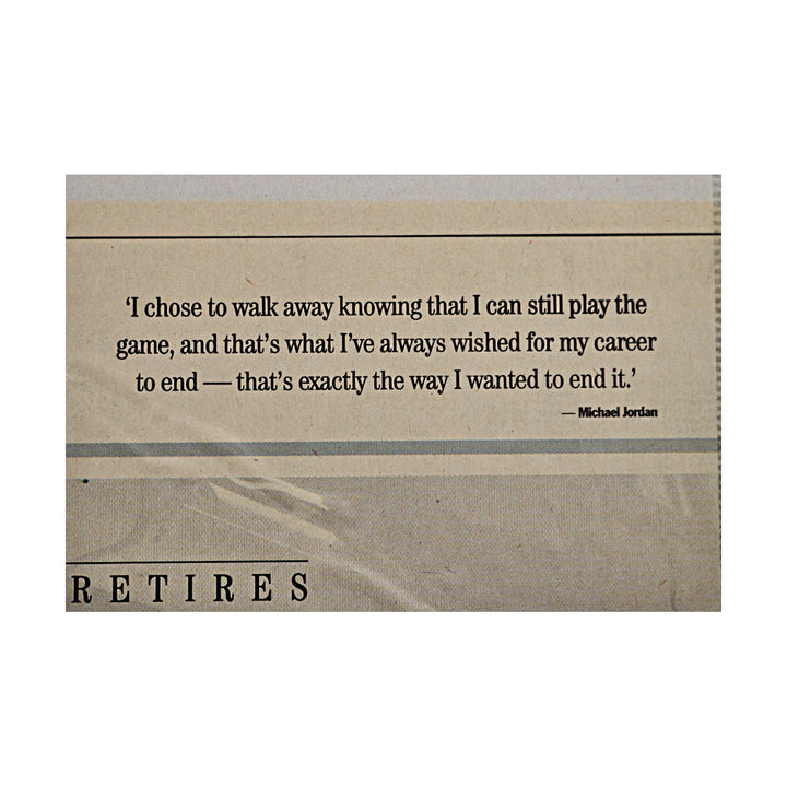 Into Thin Air Michael Jordan Retirement Newspaper Page 13.5x22
