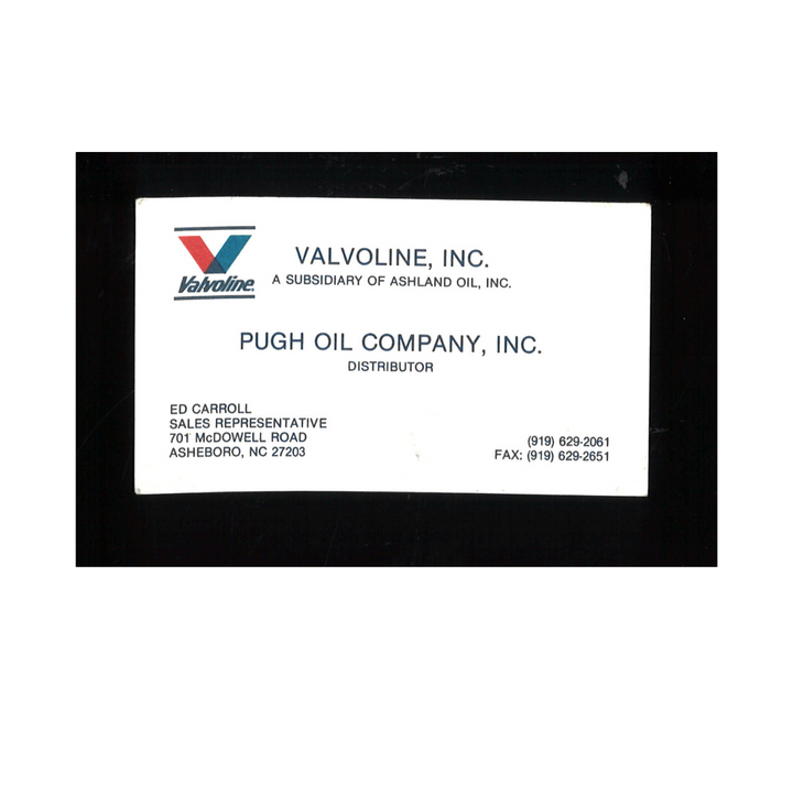 Ed Carroll Pugh Oil Company Inc Inscribed Nascar Business Card