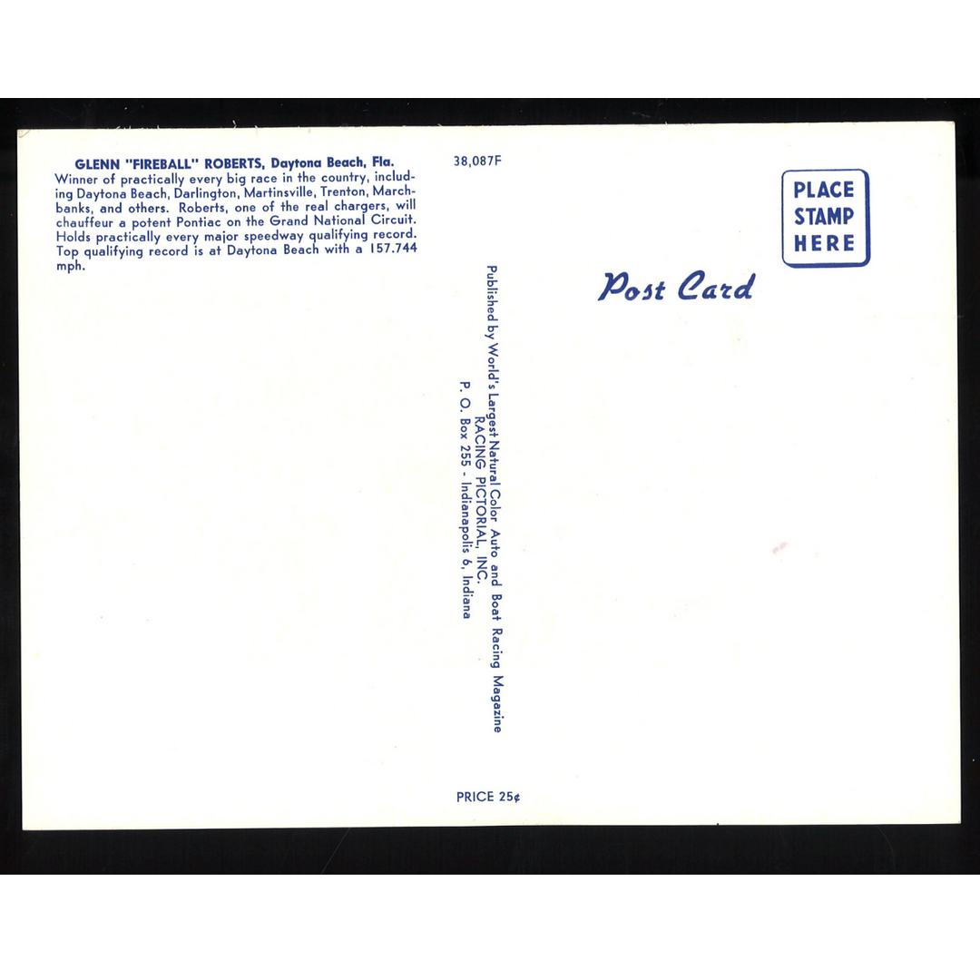 Fireball Roberts Stephens Pontiac #22 Car Nascar Postcard 5x7