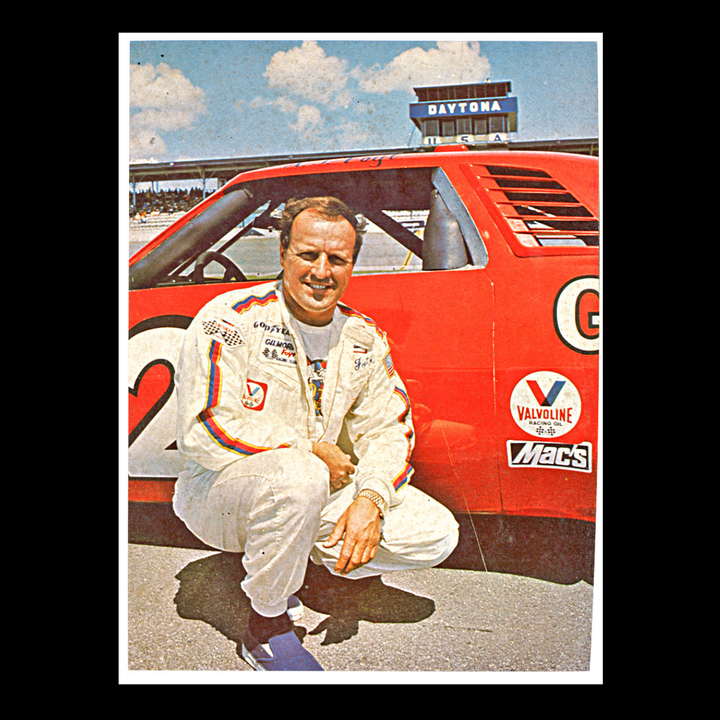 AJ Foyt Valvoline Mac's w/Daytona Sign in Background 7x10 Nascar Postcard