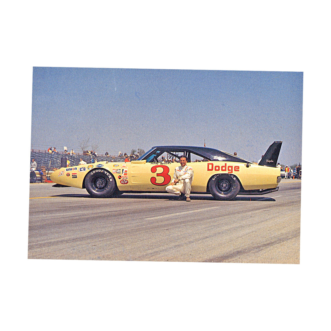 Don White Nascar Yellow Dodge 5x7 Postcard