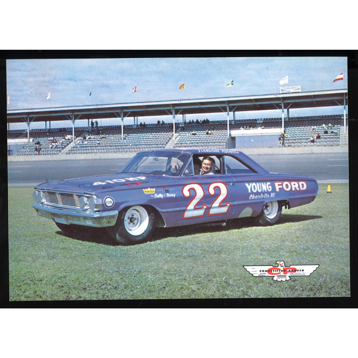 Glenn Roberts Young Ford #22 Car (Blue) w/Roberts Inside the Car Postcard 5x7