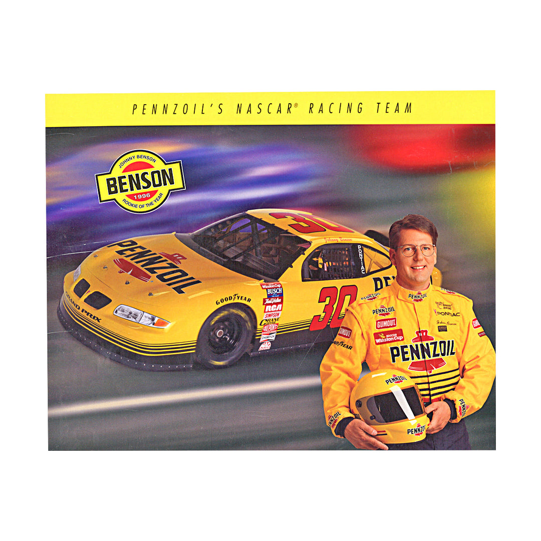 Johnny Benson Pennzoil 1996 Rookie of the Year 8x10 Driver Card