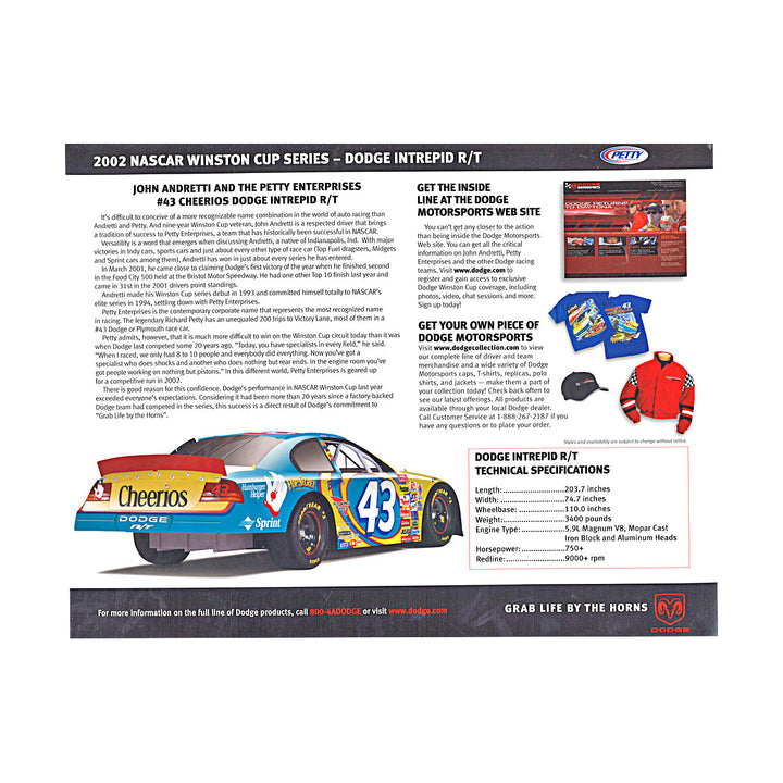 John Andretti Nascar Cheerios Betty Crockett 43 8x10 Driver Card