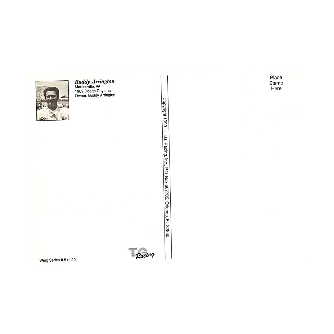 Buddy Arrington Nascar Red Dodge 5 5x7 Postcard