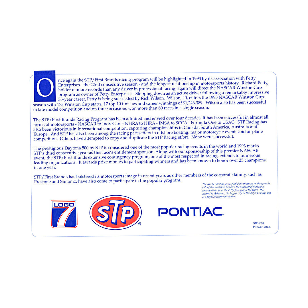 Rick Wilson Richard Petty Nascar STP 6x9 Postcard