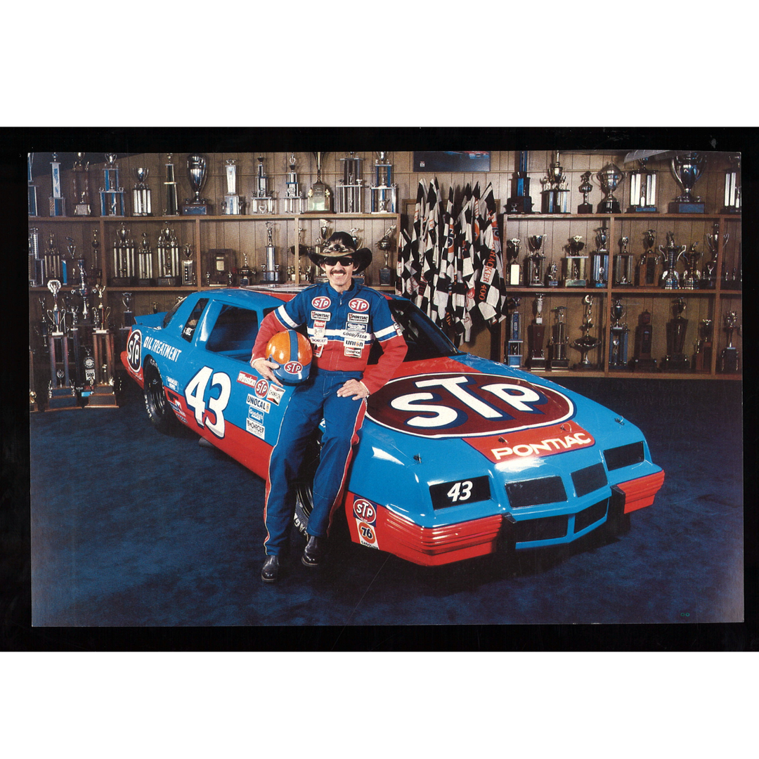 Richard Petty Pictured in Front of Trophies and #43 Car STP Nascar 6x9 Postcard