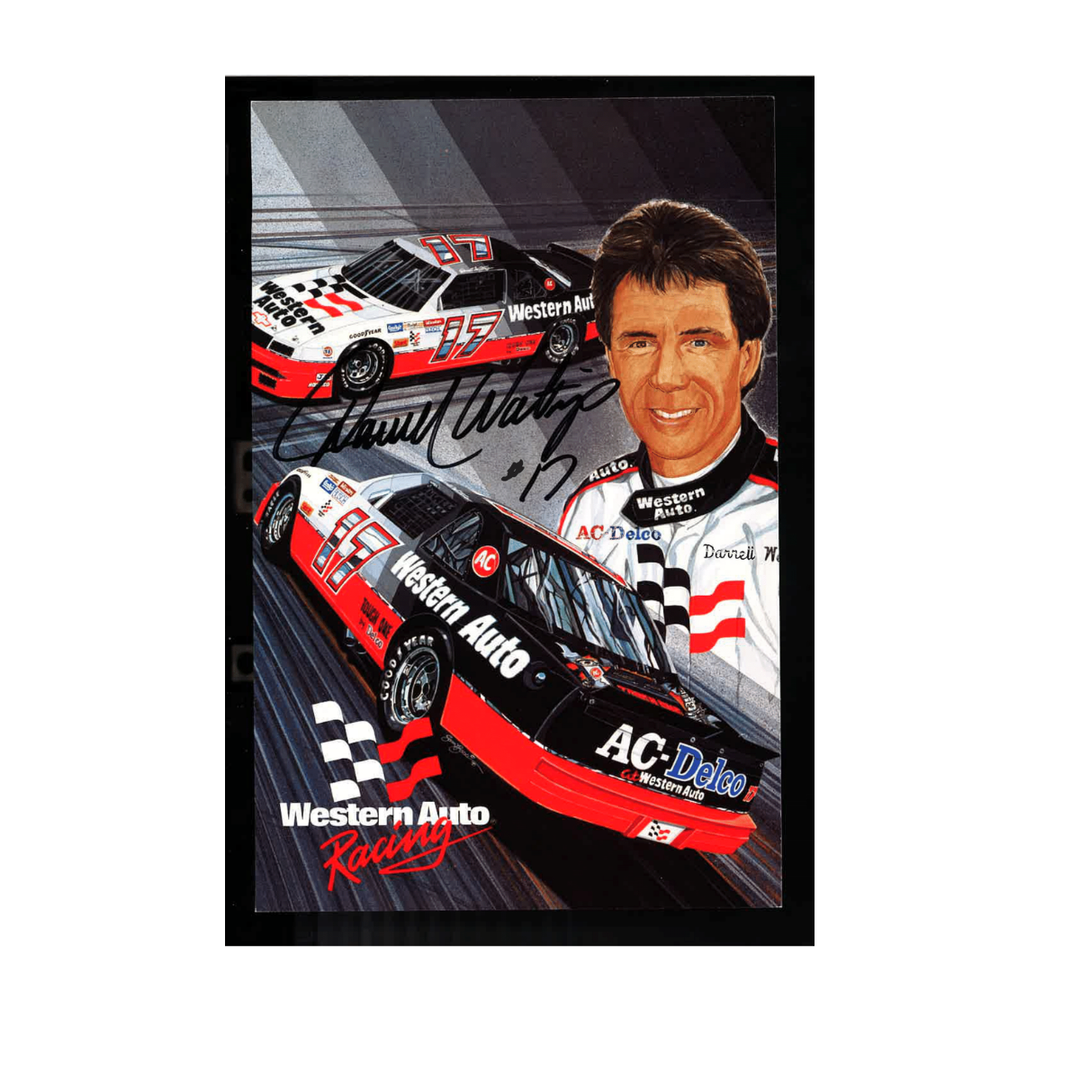 Darrel Waltrip Nascar Autographed Signed Western Auto Team Helmet Postcard
