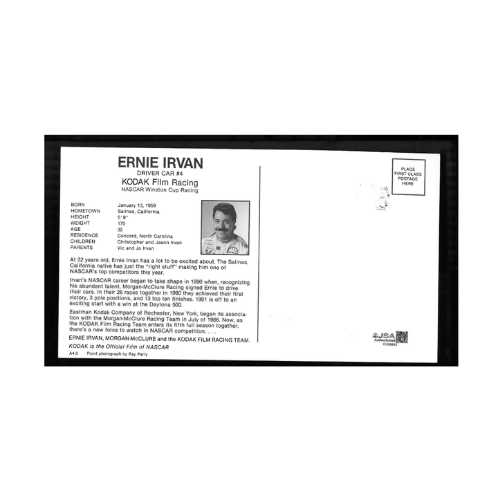Ernie Irvan Nascar Autographed Signed 1991 Daytona 500 Champs Postcard